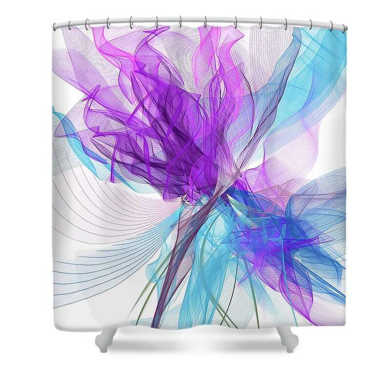Blue And Purple Art Shower Curtain featuring the painting Blue And Purple Art II by Lourry Legarde