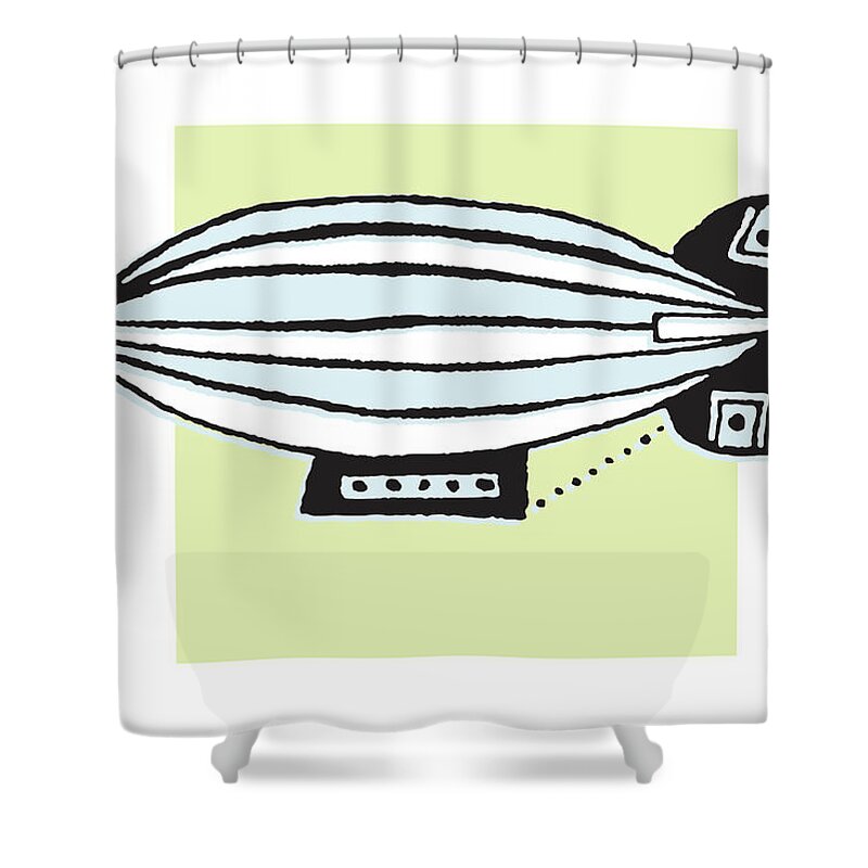 Air Travel Shower Curtain featuring the drawing Blue Blimp by CSA Images