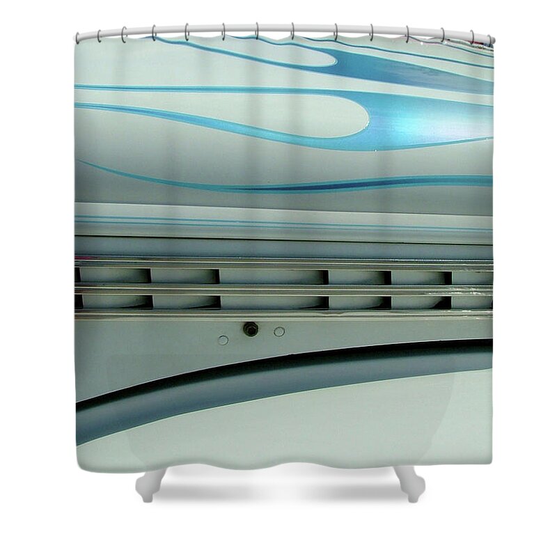 Hot Rod Shower Curtain featuring the photograph Blue Flames by Katherine N Crowley
