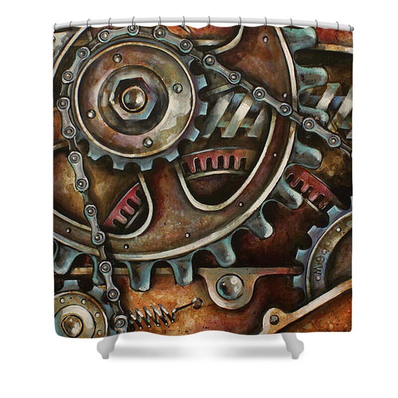 Steam Punk Shower Curtain featuring the painting Blue Harmony 2 by Michael Lang