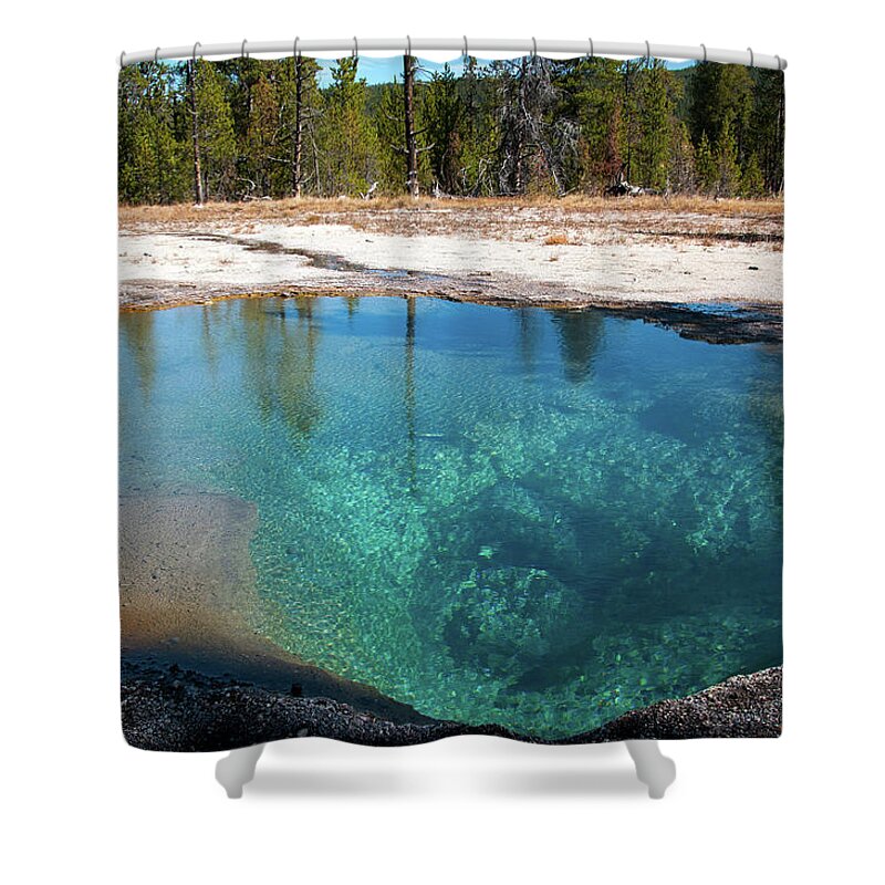 Yellowstone Shower Curtain featuring the photograph Blue Hot Spring by Steve Stuller