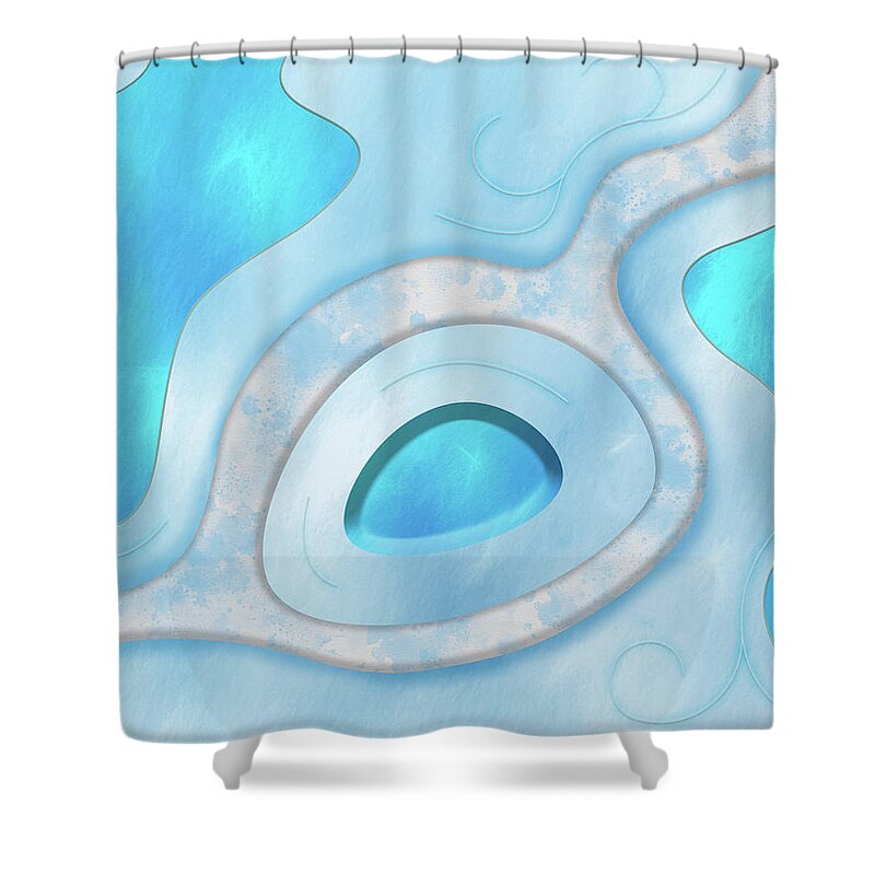 Blue Shower Curtain featuring the digital art Blue Layers and Curves by Jason Fink