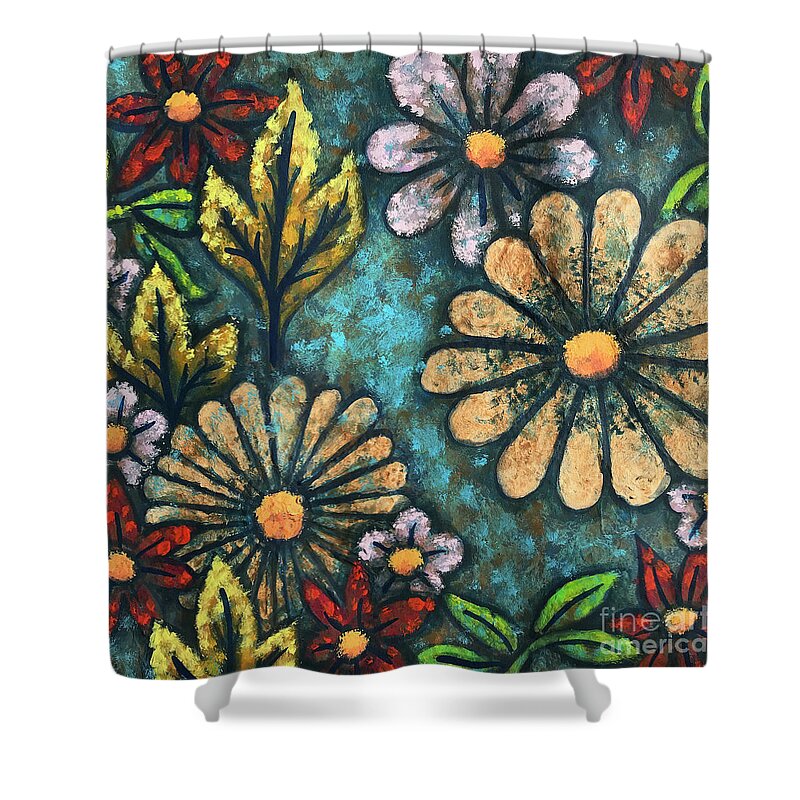 Flower Shower Curtain featuring the painting Blue Mood 1 by Amy E Fraser