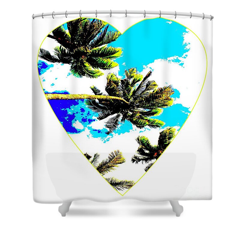 Heart Shower Curtain featuring the digital art Blue Palm Hearts by Becqi Sherman