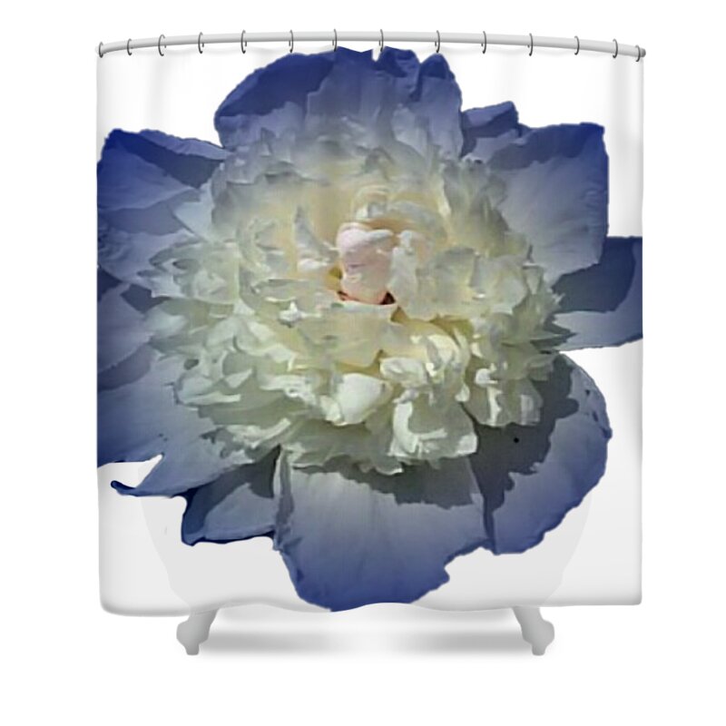 Blue Shower Curtain featuring the photograph Blue Peony Flower Designed for Shirts by Delynn Addams