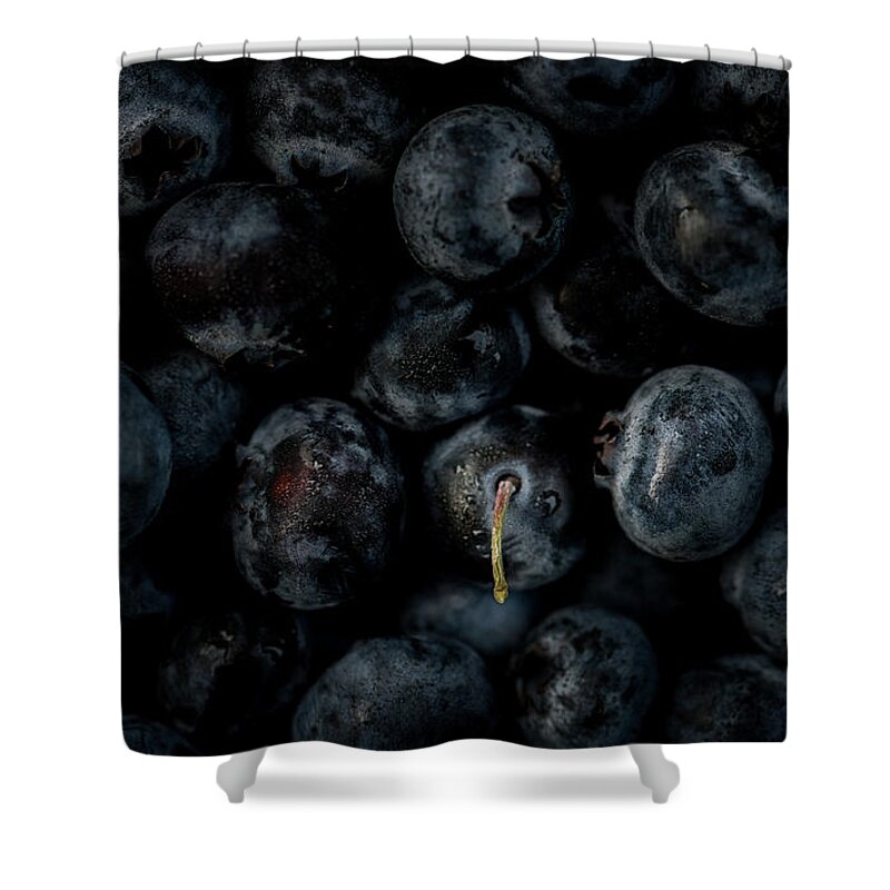 Stalk Shower Curtain featuring the photograph Blueberries, one with a stalk by Jenco van Zalk