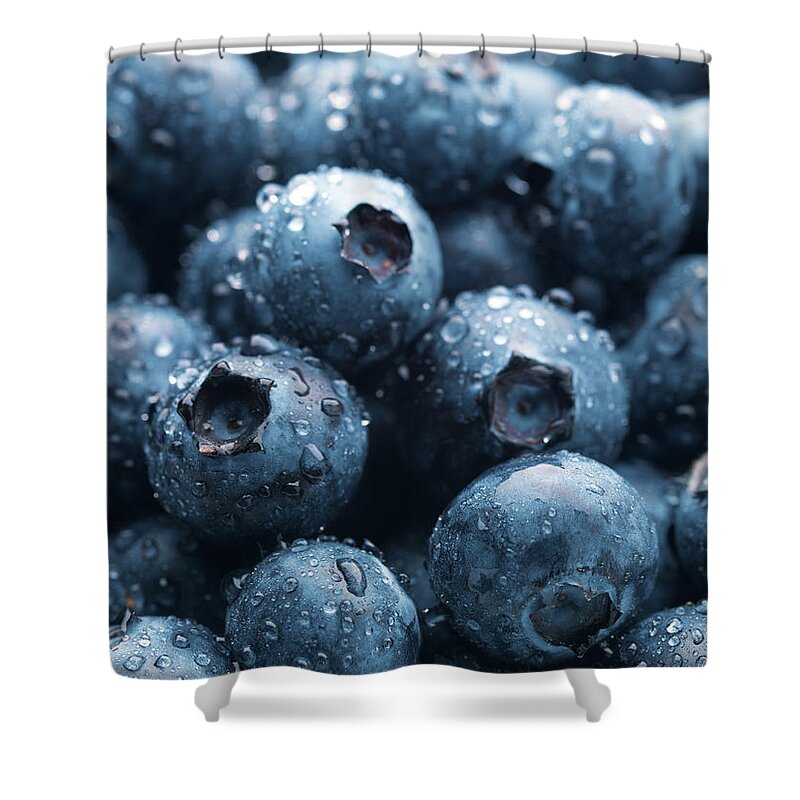 Large Group Of Objects Shower Curtain featuring the photograph Blueberries Xxl by Joecicak