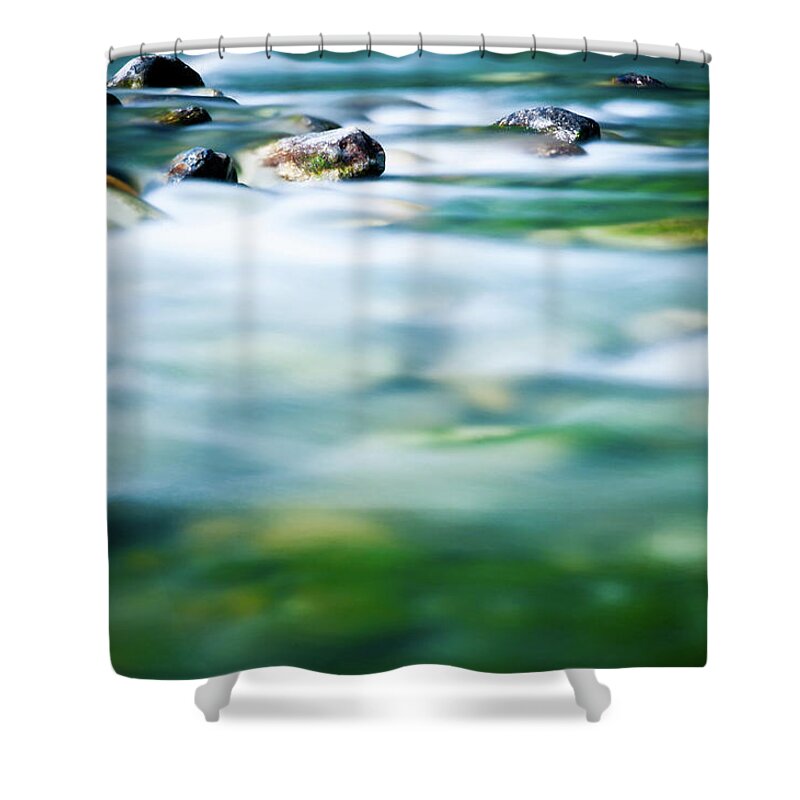 Scenics Shower Curtain featuring the photograph Blurred River by Assalve