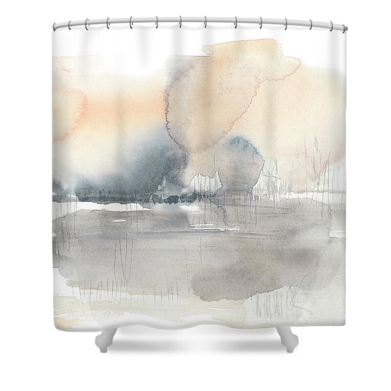 Abstract Shower Curtain featuring the painting Blush Haze II by Jennifer Goldberger