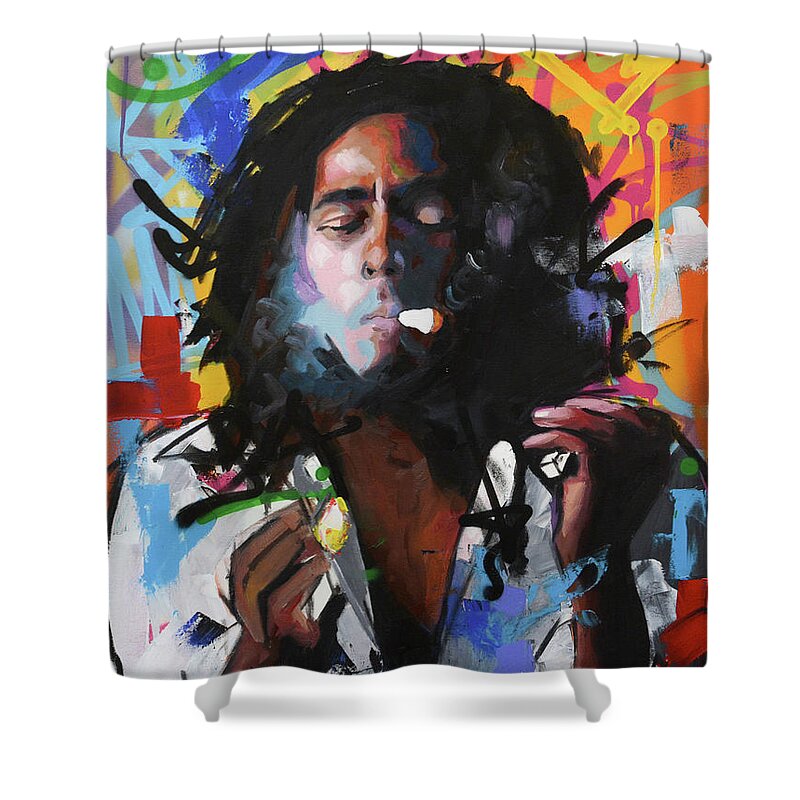 Bob Marley Shower Curtain featuring the painting Bob Marley IV by Richard Day