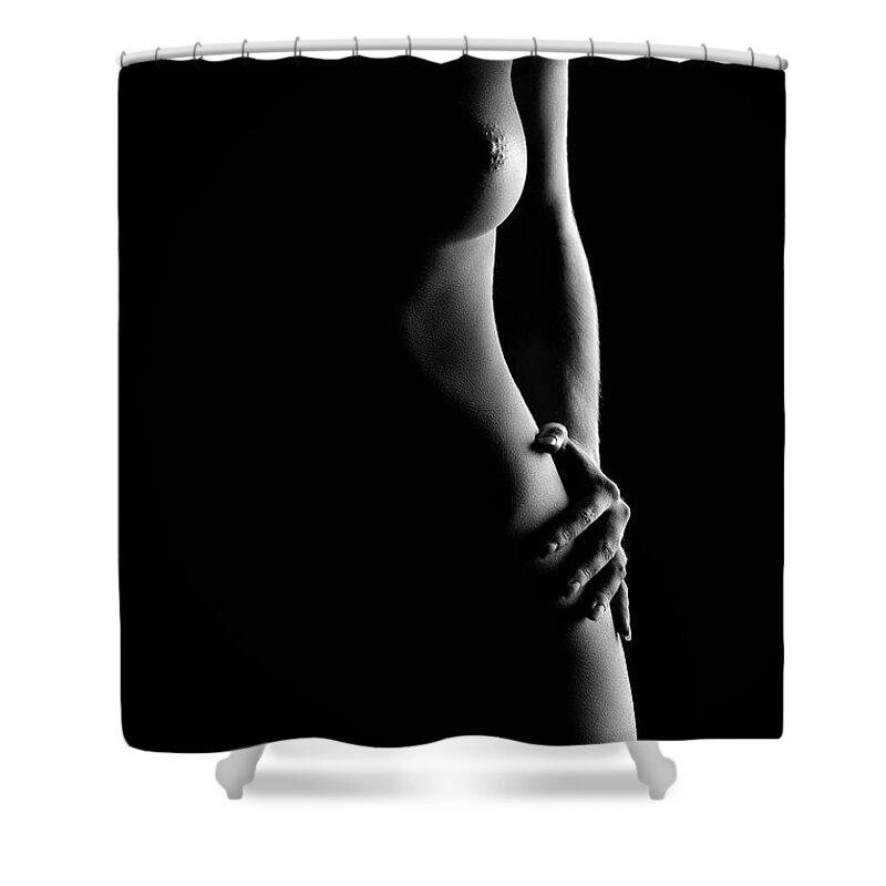 Nude Shower Curtain featuring the photograph Bodyscape nude woman standing by Johan Swanepoel
