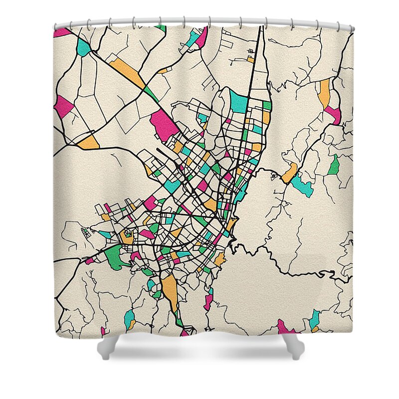 Bogota Shower Curtain featuring the digital art Bogota, Colombia City Map by Inspirowl Design