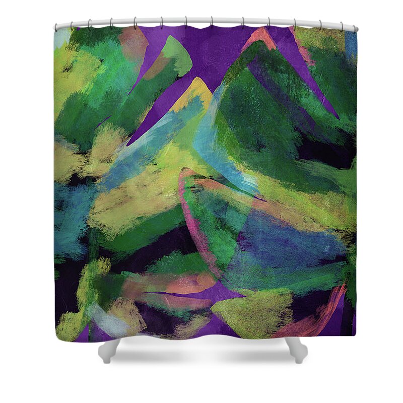 Tropical Art Shower Curtain featuring the mixed media Bold Tropical Dreams- Art by Linda Woods by Linda Woods