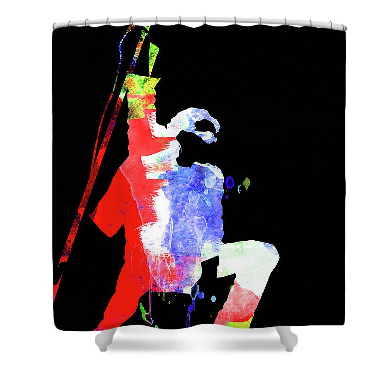 Bono Shower Curtain featuring the mixed media Bono Watercolor II by Naxart Studio