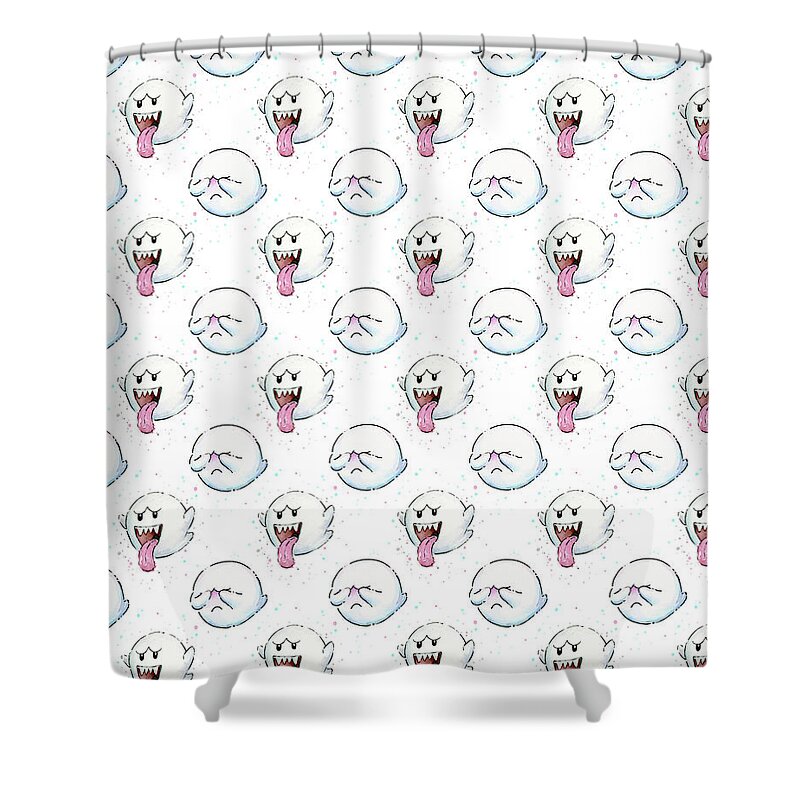Ghosts Shower Curtain featuring the painting Boo Ghost Pattern by Olga Shvartsur