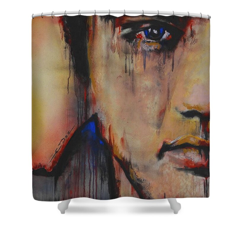 Elvis Presley Shower Curtain featuring the pastel Born Standing Up by Eric Dee