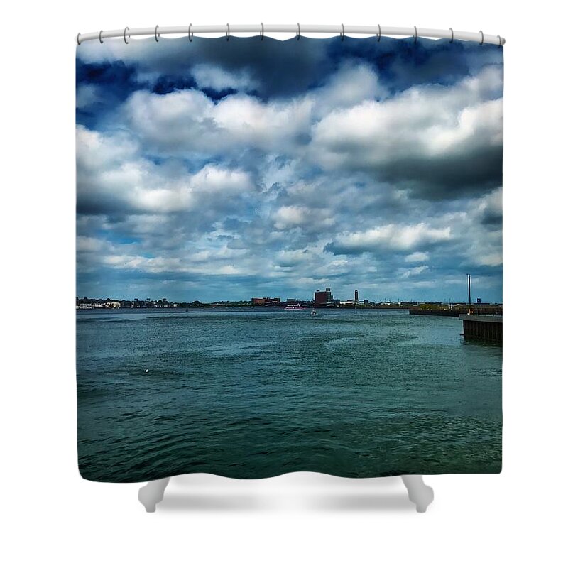 Waterfront Shower Curtain featuring the photograph Boston Harbor by Chris Montcalmo