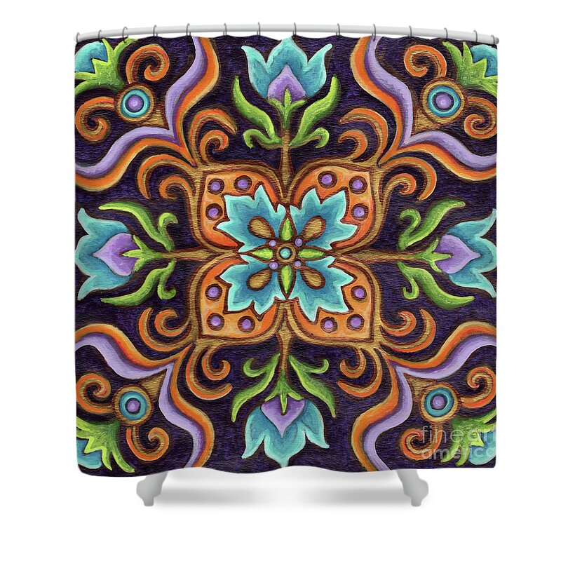 Ornamental Shower Curtain featuring the painting Botanical Mandala 12 by Amy E Fraser