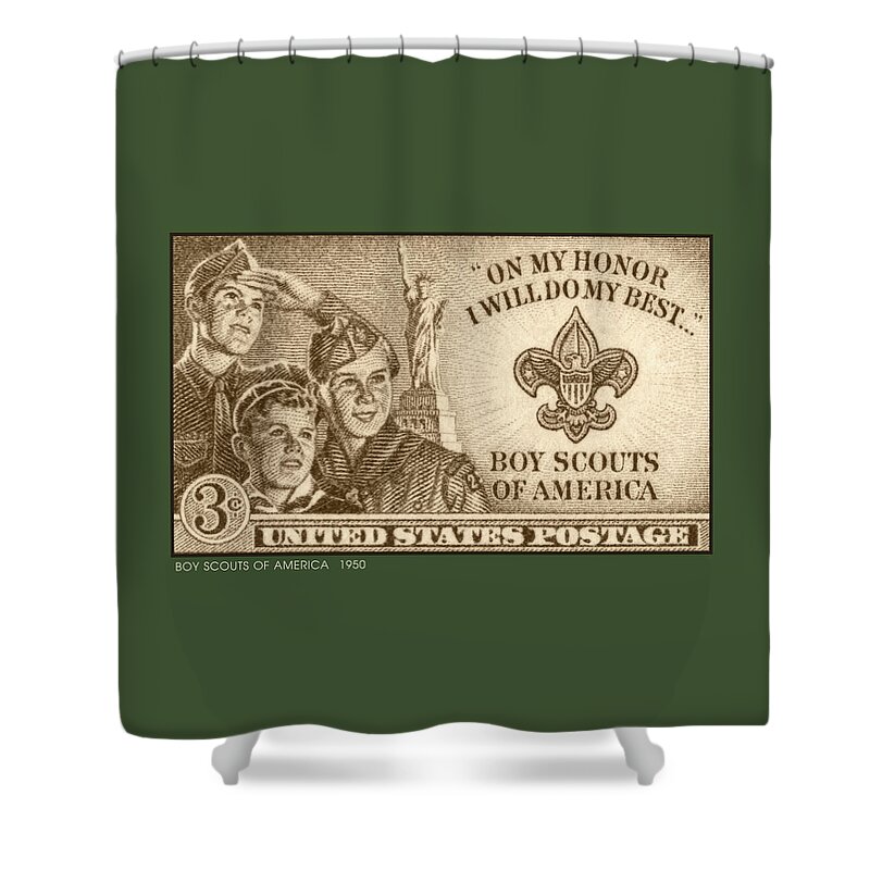Post Office Shower Curtain featuring the digital art Boy Scouts 1950 by Greg Joens