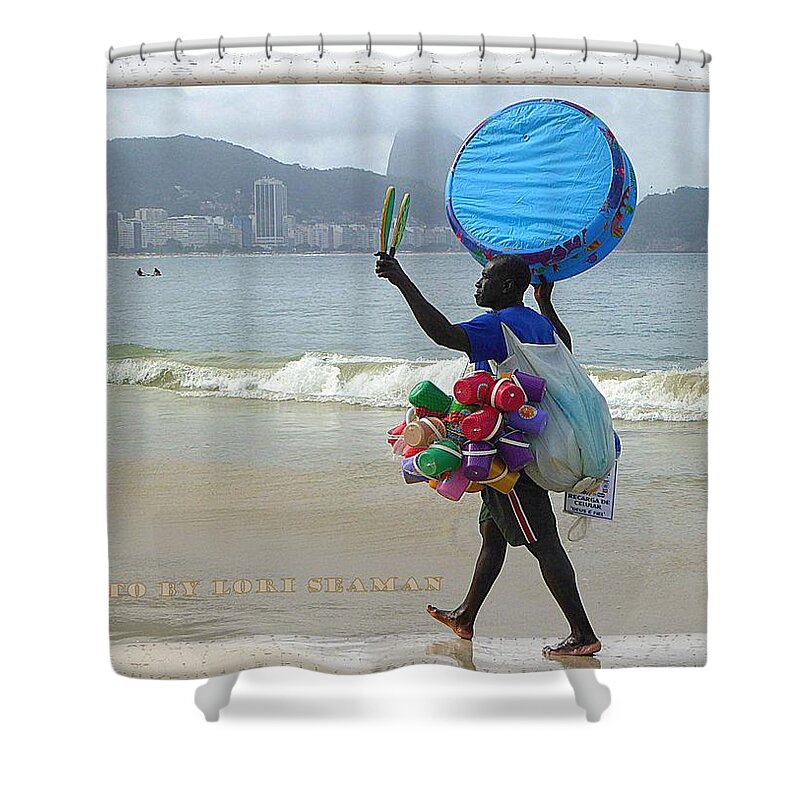 Man Shower Curtain featuring the photograph Brazilian Beach Vendor by Lori Seaman