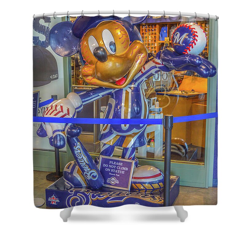 Miller Park Shower Curtain featuring the photograph Brewer Mickey by Tommy Anderson
