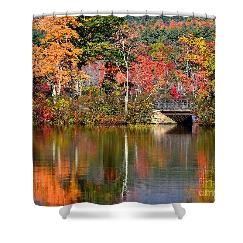 New Hampshire Shower Curtain featuring the photograph Bridge at Lake Chocorua by Steve Brown