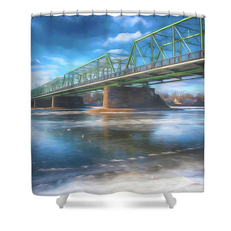 Lambertville Shower Curtain featuring the photograph Bridge between Lambertville, NJ and New Hope, PA by Alan Goldberg