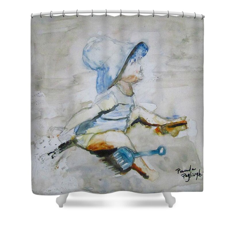 Painting Shower Curtain featuring the painting Brielle on the Beach by Paula Pagliughi