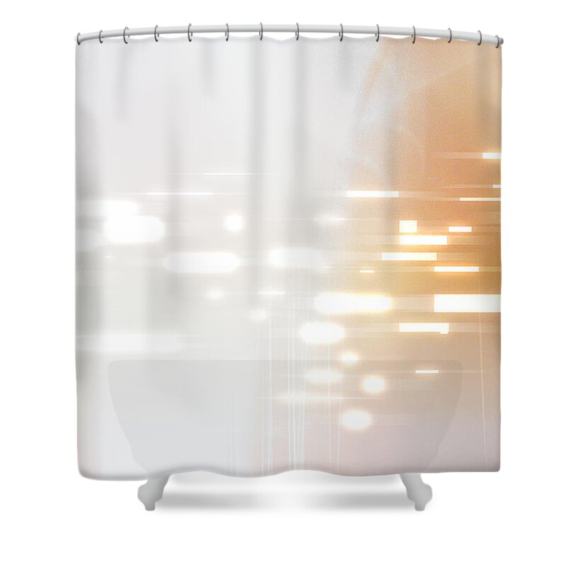 Motion Shower Curtain featuring the digital art Bright Lights Abstract by Stockbyte