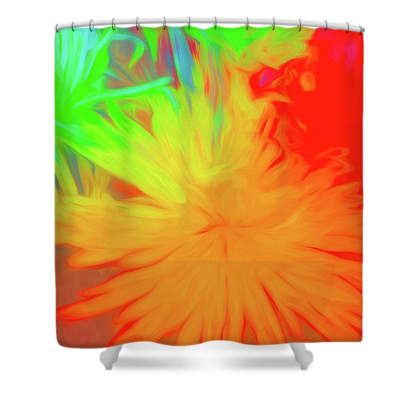 Blossom Shower Curtain featuring the digital art Brilliant Flowers in Abstract by Cathy Anderson
