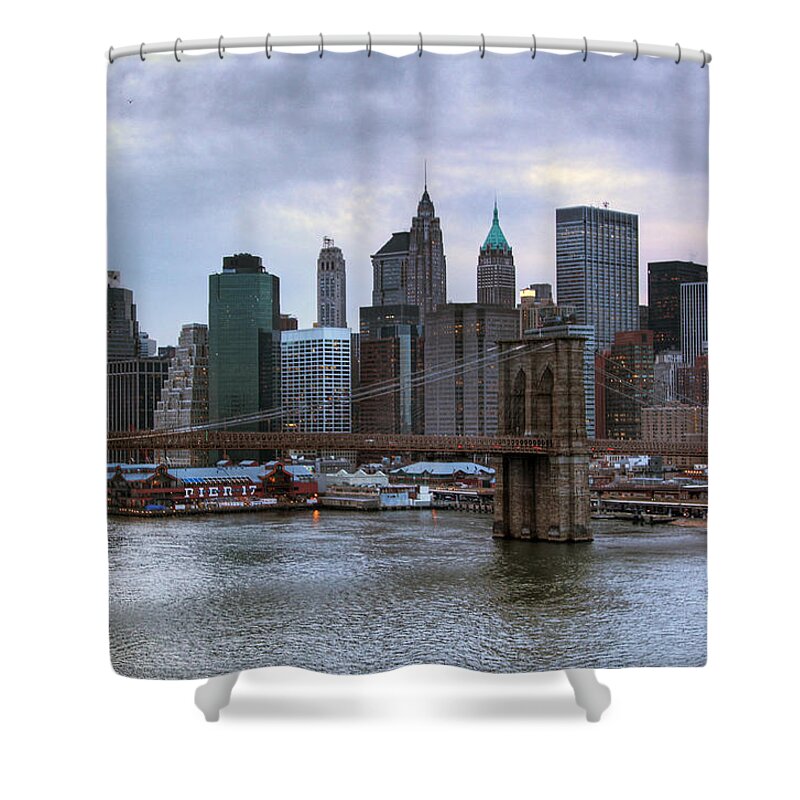 Suspension Bridge Shower Curtain featuring the photograph Brooklyn by Copyright Marcos Alterio