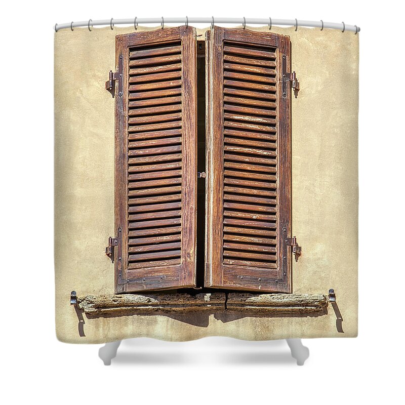 Window Shower Curtain featuring the photograph Brown Window of Florence by David Letts