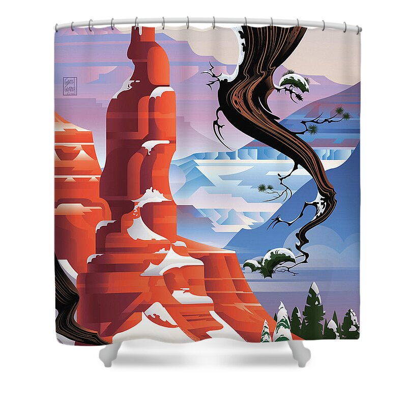 Bryce Canyon Shower Curtain featuring the digital art Canyonlands Studio Bryce Canyon by Garth Glazier