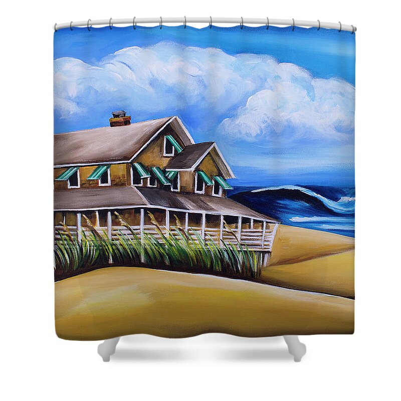 Nags Head Shower Curtain featuring the painting Buchanan Cottage No 05 by Barbara Noel