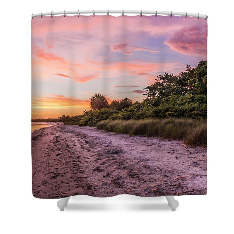 Seascape Shower Curtain featuring the photograph Bunche Beach Sunset by Ginger Stein