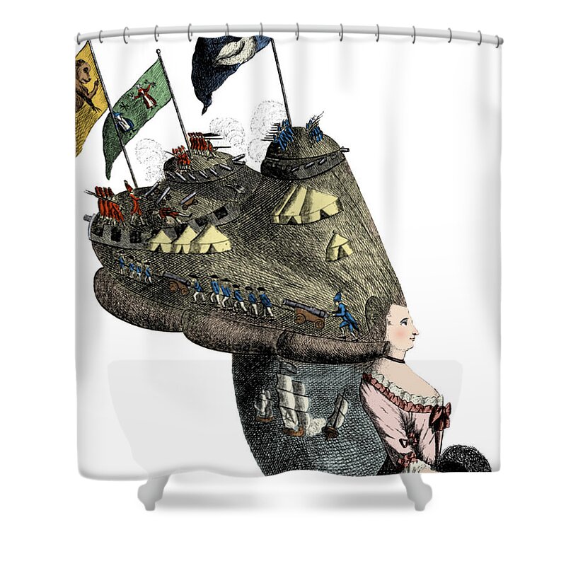 1770s Shower Curtain featuring the photograph Bunker Hill, Elaborate Hairstyle, Wig by Science Source