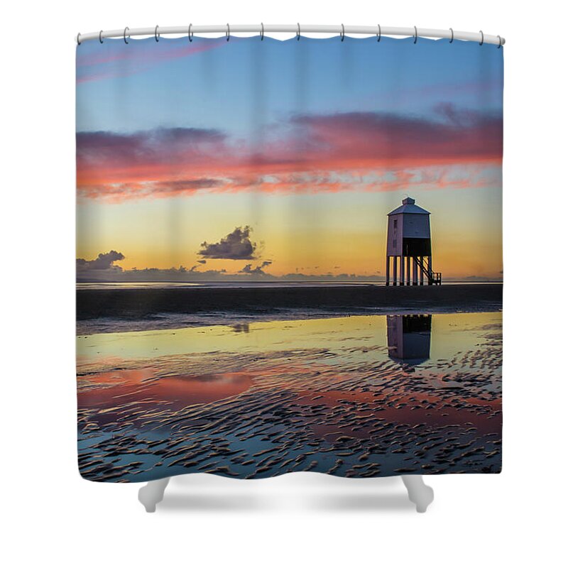 Tranquility Shower Curtain featuring the photograph Burnham-on-sea Sunset by Milsters Images
