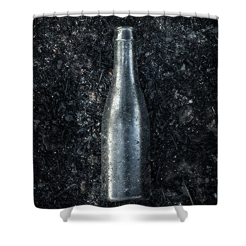 Ashes Shower Curtain featuring the photograph Burnt Bottle by Carlos Caetano