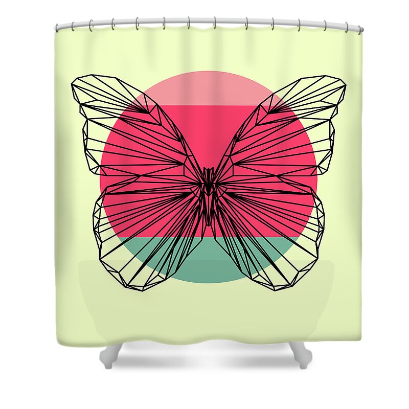 Butterfly Shower Curtain featuring the digital art Butterfly and Sunset by Naxart Studio