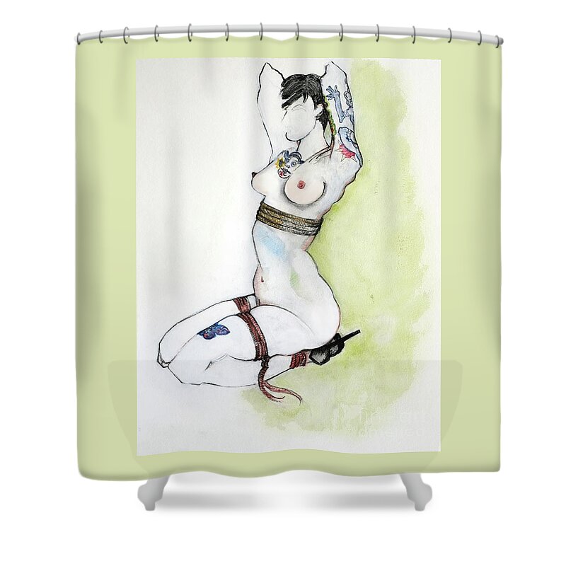 Bondage Shower Curtain featuring the painting Butterfly by Carolyn Weltman