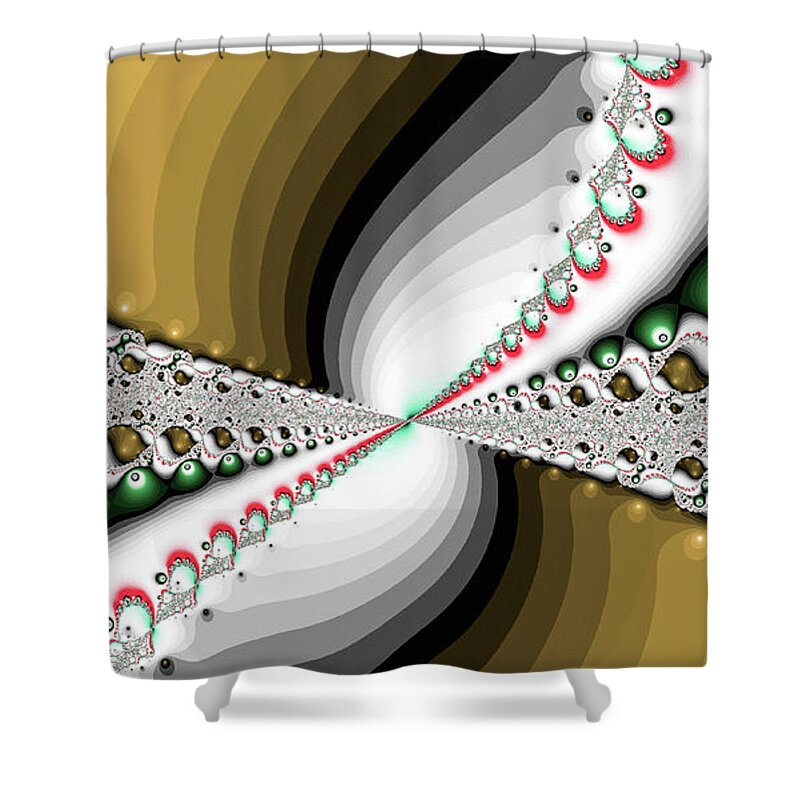 Abstract Shower Curtain featuring the digital art Butterfly Fractal Golden Abstract Art by Don Northup