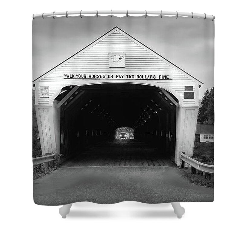 2019 Shower Curtain featuring the photograph BW Covered Bridge by Rob Smith's
