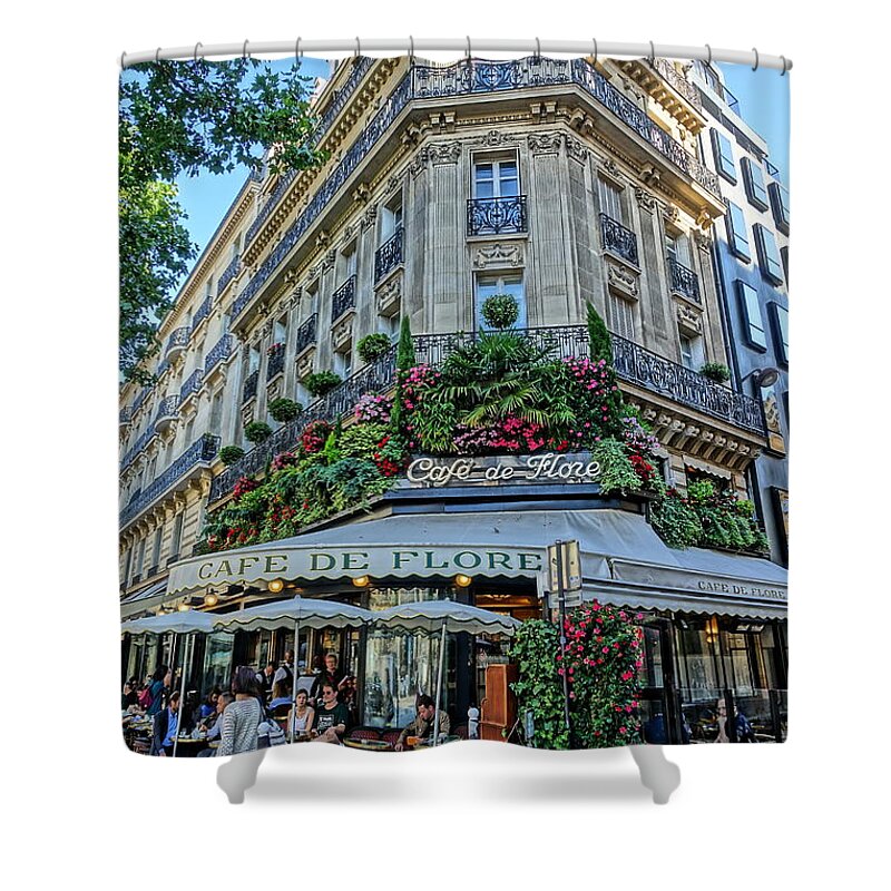 Cafe De Flore Shower Curtain featuring the photograph Cafe de Flore in Paris by Patricia Caron