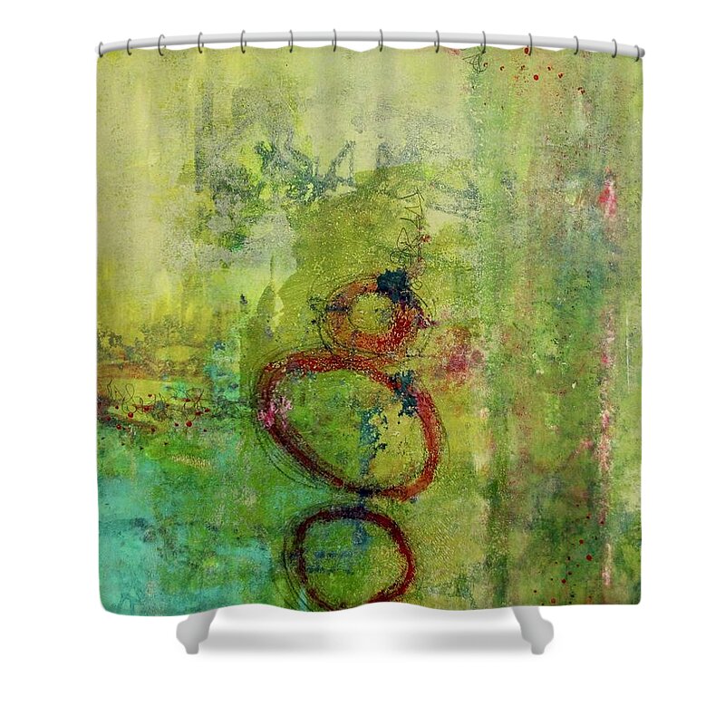 Abstract Shower Curtain featuring the painting Connected by Laurel Englehardt