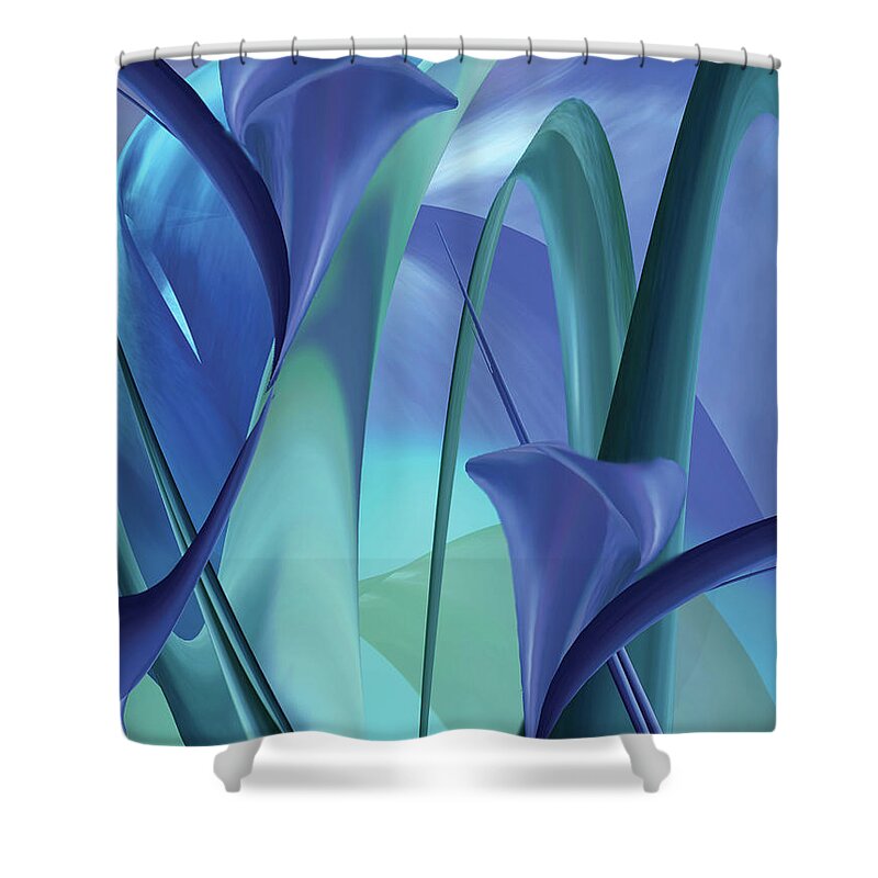 Flowers Shower Curtain featuring the digital art Calla Lilies by Jacqueline Shuler