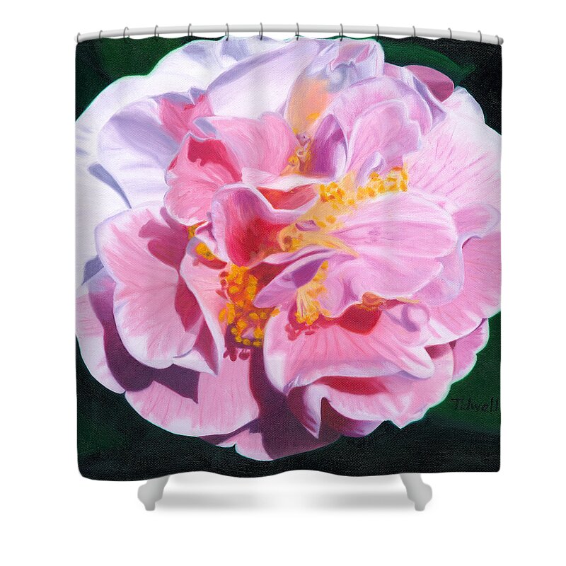 Flower Shower Curtain featuring the painting Camellia by Deborah Tidwell Artist