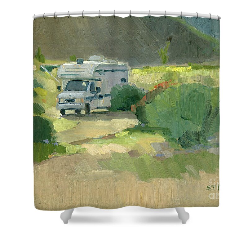 Camping Shower Curtain featuring the painting Boondocking Desert Life Borrego Springs California by Paul Strahm