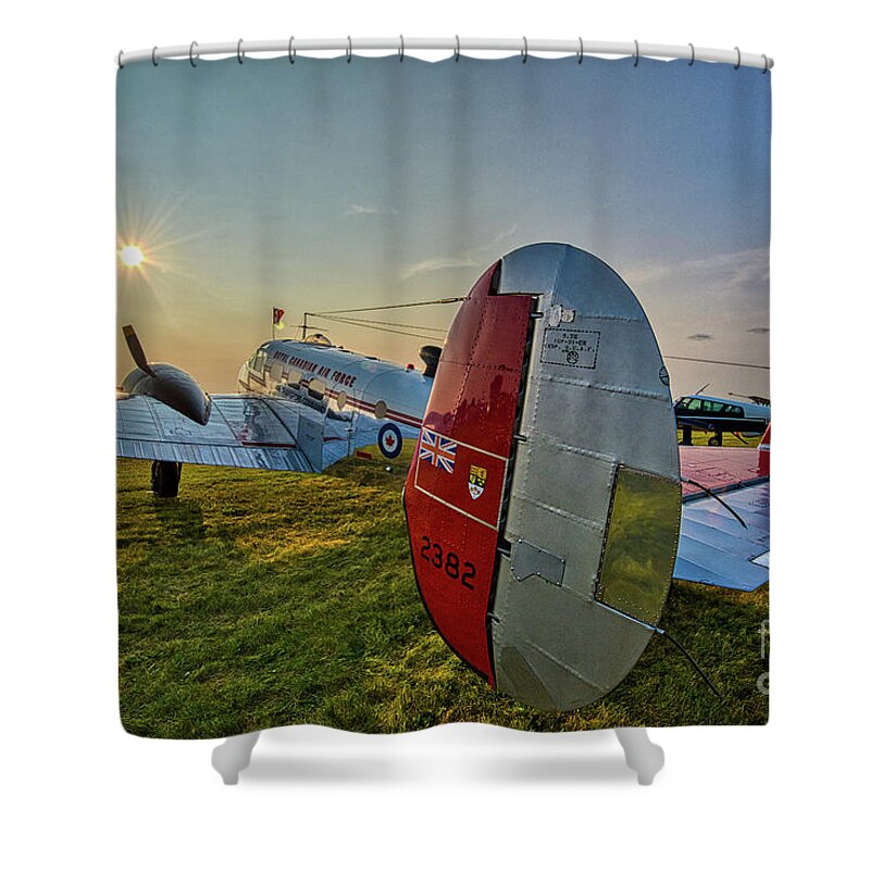 C-45 Shower Curtain featuring the photograph Royal Canadian Air Force Military Beechcraft C-45 by Paul Quinn