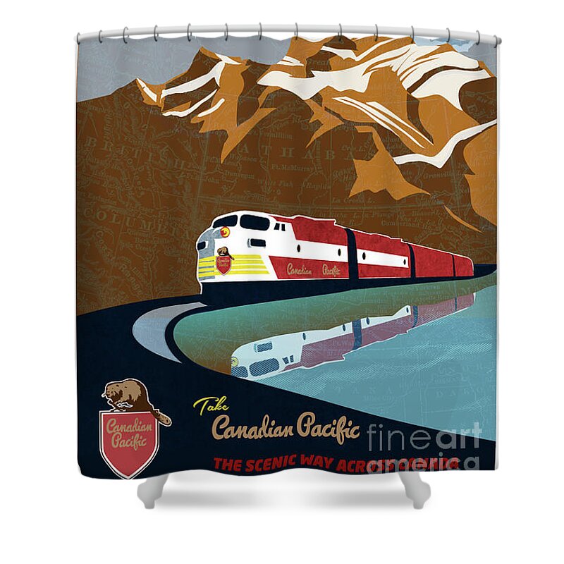 Train Shower Curtain featuring the painting Canadian Pacific Rail Vintage Travel Poster by Sassan Filsoof