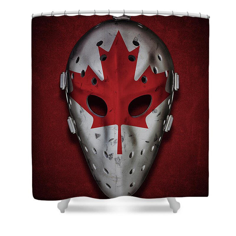 Roller Hockey Shower Curtain featuring the photograph Canadian Vintage Goalie Mask by Benoitb